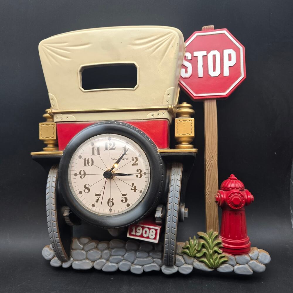 Burwood Antique Car Wall Clock Plastic New Haven Vintage Automobilia